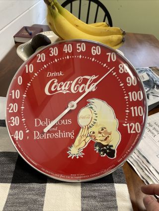 Vintage Round 12 " (drink Coca - Cola Delicious & Refreshing) Advertise Thermometer