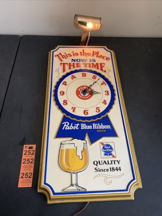 Pabst Blue Ribbon Beer Clock Vintage 1979 Bar Wall Sign “this Is The Place "