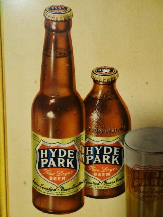 Scarce 1940s Vtg Hyde Park Beer Bar Sign St Louis Mo IRTP Bottles Taster Glass 2