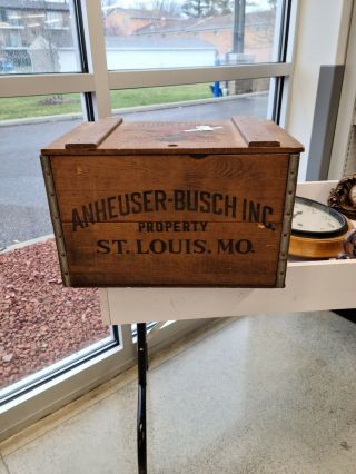 Vintage Anheuser - Busch 1876 - 1976 Wooden Beer Crate Budweiser Box Case St.  Louis