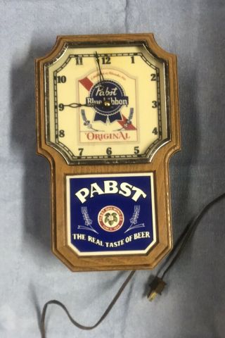 Pabst Blue Ribbon Beer Clock.  And Lights Up