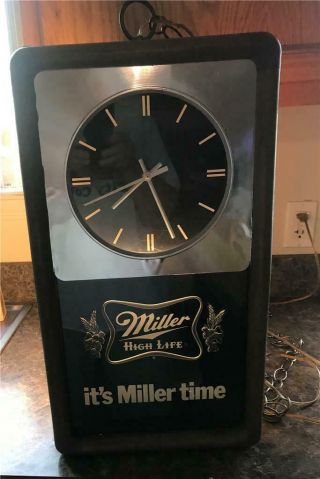 Miller High Life On Tap 3 - Sided Lighted Beer Clock Bar Sign - Light & Clock Work
