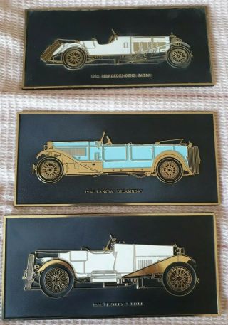 Vintage Set Of Three Car Plaques Wright Hugh Evelyn Frank Down Ltd England