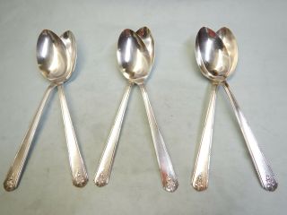 6 Linda Oval Soup/dessert Spoons - Elegant/classic 1949 Oneida Fine