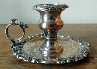 Stunning Late Georgian Antique Chamberstick In Old Sheffield Silver Plate
