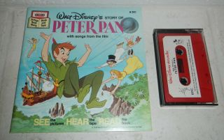 Vintage Walt Disney 24 Page Read Along Book & Audio Tape Peter Pan See & Hear