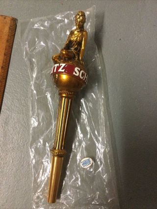 Nos ? Schlitz Beer Lady On The Earth Gold Globe Goddess Tap Handle 1970s 12 "