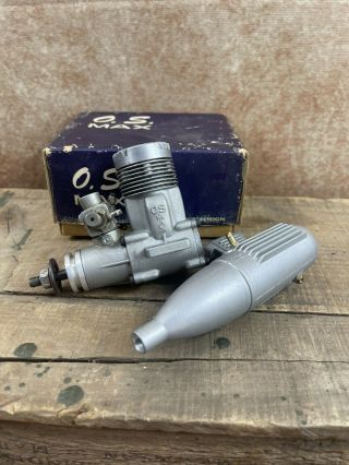 Vintage Os Max 40 Fsr Ringed R/c Airplane Engine With Muffler W/box Nitro Glow