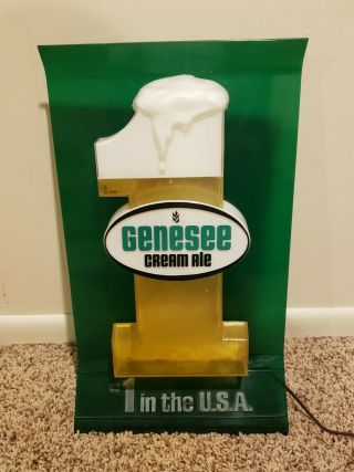 Rare Vintage Genesee Cream Ale 1 In The Usa Beer Light Up Plastic Sign