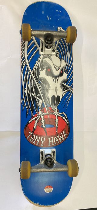 Vintage Tony Hawk Birdhouse Falcon Blue Skateboard Deck Complete