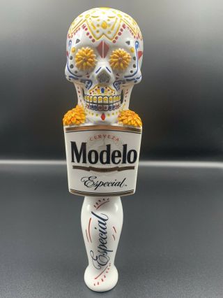 Modelo Especial Cerveza Day Of The Dead Skull Beer Tap Handle 10” Tall