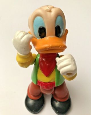 Vintage Disney Cowboy Donald Duck Arco Toys Figure Fully Poseable No.  6195