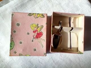 Vintage Christening Gift,  Baby Spoon / Pusher,  Boxed,  Pretty And Interesting Epns