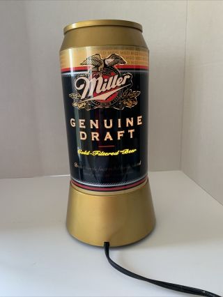 Mgd Miller Draft Beer Can Rotating Motion Light Up Display -
