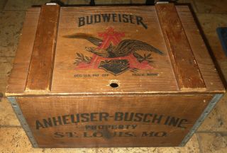 Vintage Anheuser Busch Budweiser Beer Wooden Crate Box Centennial 1876 - 1976