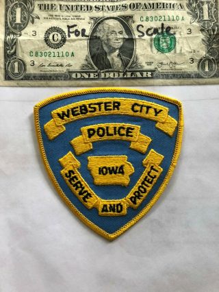 Webster City Iowa Police Patch Un - Sewn Great Shape