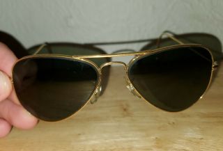 Rare Vintage Ray Ban Bausch Lomb Aviator Wrap Ear Sunglasses Usa