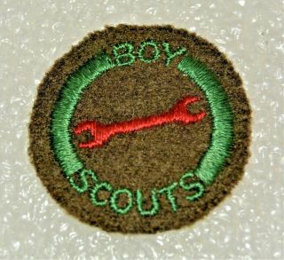 Red Wrench Boy Scout Auto Mechanic Proficiency Award Badge Melton Fabric Troop