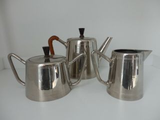 Antique Art Deco 3 Piece Silver Plated Tea Set