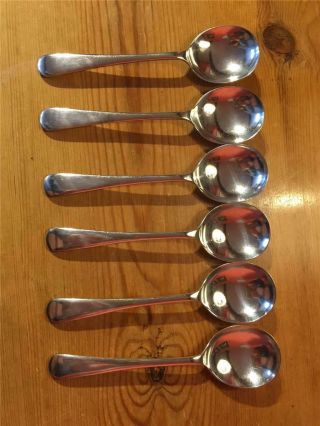6 X Antique Walker Silver Plate Epns Soup Spoons 17cm