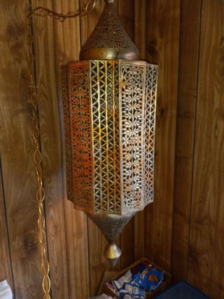 Vintage Moroccan Style Pendant Light Brass Hanging Lamp Lantern Chandelier.