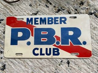 Vintage Metal Pabst Blue Ribbon Beer Brewery Metal License Plate Pbr 1960 