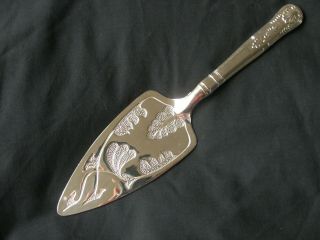 A Vintage Silver Plated Cake Slice With Engraved Art Nouveau Pattern Mayell