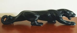 Vintage Royal Haeger Pottery Black Panther Crouching Glossy Ceramic Cat 23 "