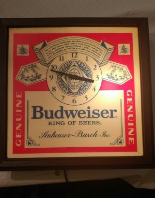 Vintage Budweiser King Of Beers Pull - Chain Lighted Wall Clock