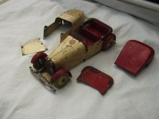 1933 Meccano No1 Constructor Car In Cream And Red With Parts See Photos
