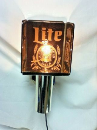 Miller Lite Beer Sign Lighted Wall Sconce Light Lamp Vintage 1985 Lamp Bar Old