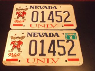 1996,  Nevada License Plates Pair,  Unlv Rebels,  01452 - - - - 237