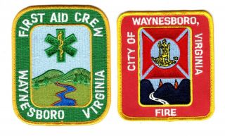 Fire Department Patch Waynesboro Virginia Fire And First - Aid Crew Set Of 2