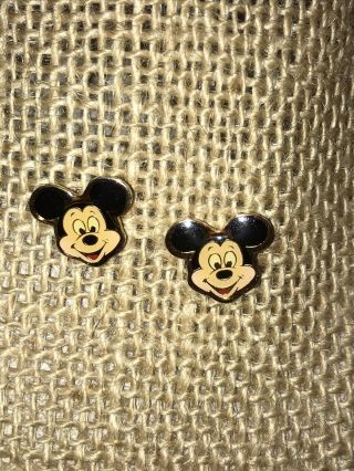 Mickey Mouse Face Walt Disney Vintage Enamel Earring Studs
