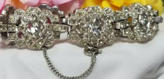 Vintage Estate Silver Art Deco Rhinestone Paste Bracelet 7.  25 Bridal Bracelet