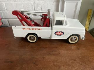 Vintage Tonka Aa Wrecker Tow Truck Pressed Steel 24 Hour 2518 White & Red