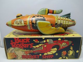 Antique 1934 Marx Buck Rogers 25th Century Rocket Ship Windup Toy W/repo Box