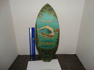 Kona Brewing Company Wooden Surfboard Advertising Sign Great Color