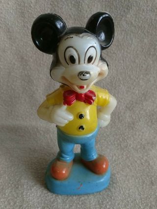 Vintage 1960s Disney Mickey Mouse Standing Plastic Figure Hong Kong 5.  25 Inches