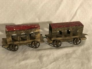 Vintage Pressed Tin Toy Train Passenger Cars Fallows Ives