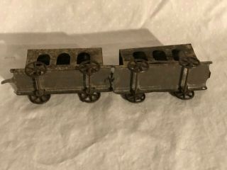 Vintage Pressed Tin Toy Train Passenger Cars Fallows Ives 2
