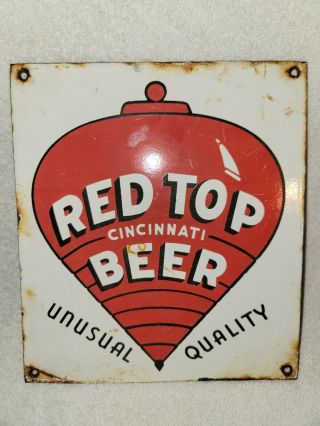 Vintage Red Top Beer Sign Porcelain Schmidt Schlitz Schaefer Stroh 