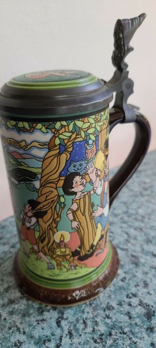 Mettlach Villeroy & Boch Beer Stein With Etched And Painted Fairy Tale Pinocchio