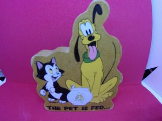 Disney Figaro Pluto Cleo Fridge Magnet The Pet Is Fed Cat Dog Fish Vtg