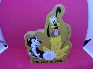 Disney Figaro Pluto Cleo Fridge Magnet The Pet is Fed Cat Dog Fish VTG 2