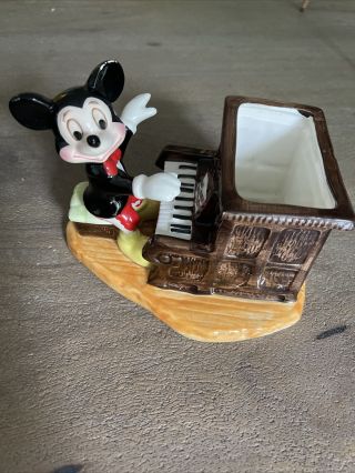 Vintage Walt Disney Productions Mickey Mouse Playing Piano Planter - Japan Figure