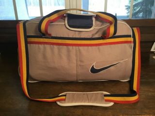 Rare Vtg.  Nike Duffel Travel Carry - On Gym Bag Big Swoosh Logo W Shoulder Strap