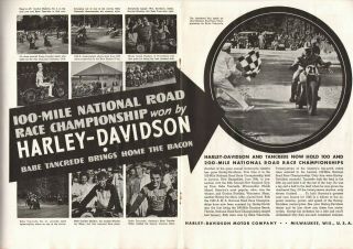 1940 Harley - Davidson / Babe Tancrede / Laconia - 2 - Page Vintage Motorcycle Ad