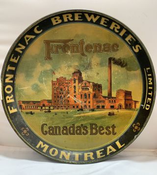 Frontenac Breweries Limited Montreal Canada’s Best 1930’s Factory Beer Tray
