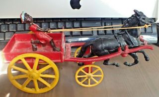 Rare 1882 Cast Iron Horse Drawn Cart W Single Driver 1882 Patent